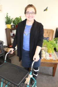 Kim Powers, of Masterton, is back on her feet and behind the wheel following her 2014 car crash which ripped her car in two and nearly killed her. PHOTO/HAYLEY GASTMEIER