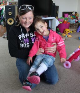 Lilly Dickon, 3, with her mother Amy at their home in Masterton. PHOTO/EMILY NORMAN