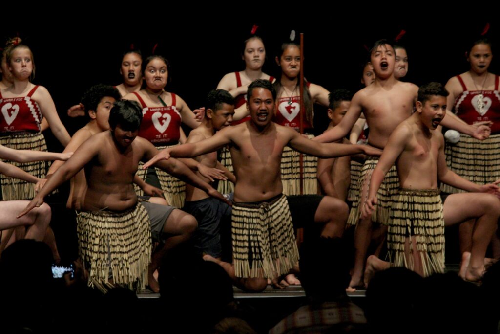 Masterton Intermediate School students look fierce as they show off their kapa haka skills at the Wairarapa REAP Kapa Haka Festival at the Carterton Events Centre. PHOTO/EMILY NORMAN