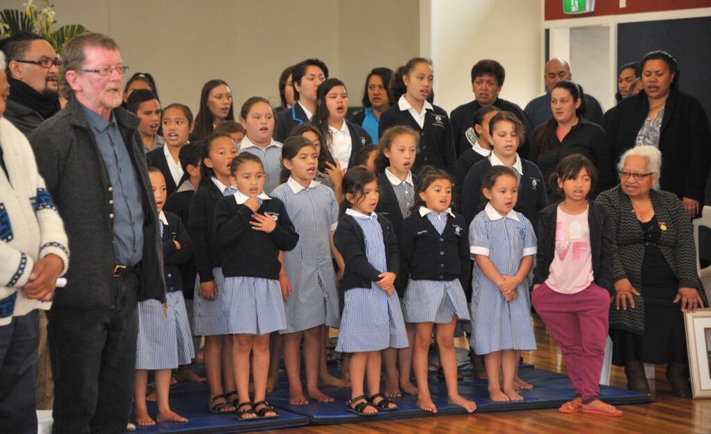 A waiata was sung after each speaker. PHOTO/CHRIS KILFORD