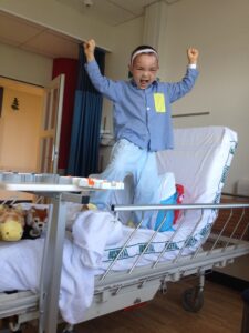 A picture of Isaac Shenton, 5, one week after diagnosis following surgery at Starship children's hospital. PHOTO/EMILY NORMAN