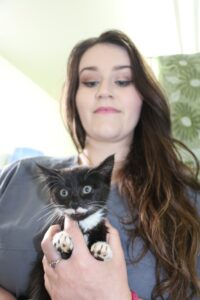 Vet nurse Jessie MacNeil with Lazarus the kitten. PHOTO/HAYLEY GASTMEIER 