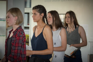 The girls line up and wait patiently to be seen by the model scouts. PHOTO/JADE CVETKOV