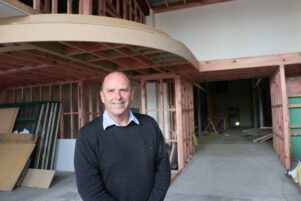 David Borman standing inside his new cinema and restaurant complex in Kuripuni, Masterton. PHOTO/HAYLEY GASTMEIER