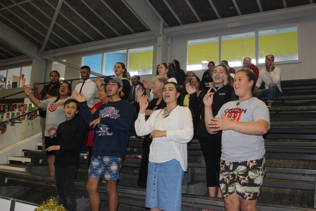 Members of The Church of Jesus Christ of Latter Day Saints and friends provide musical entertainment for guests. PHOTO/EMILY NORMAN