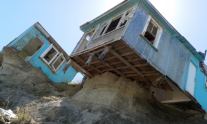 Looking up to the room days before it fell below to the beach. PHOTOS/SUPPLIED