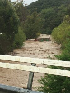 A container was swept away in the flash flood at Mangatarere. PHOTO/SUPPLIED