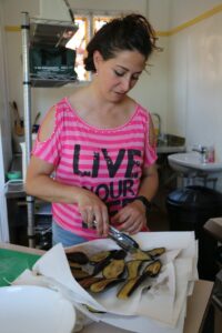Elisa Romani cooking aubergine for parmigiana. PHOTO/HAYLEY GASTMEIER