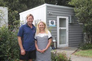 Lindsey Goodman and Amanda Goodman outside their onsite cheese room. PHOTO/CHELSEA BOYLE