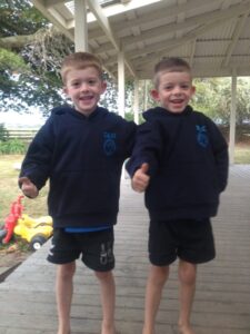 Eli Honeysett, right, with his twin brother Isaac pictured before Eli contracted infectious myelitis. PHOTO/SUPPLIED