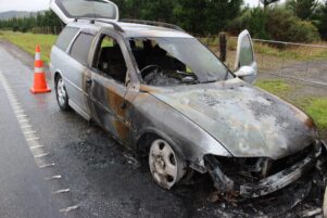 The burnt out wreckage. PHOTO/EMILY NORMAN