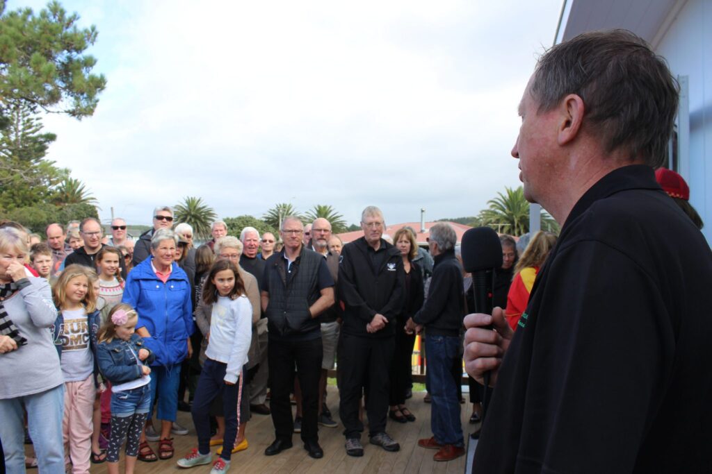 Club chairman Dave Rose speaks at the ceremony. PHOTO/EMILY NORMAN