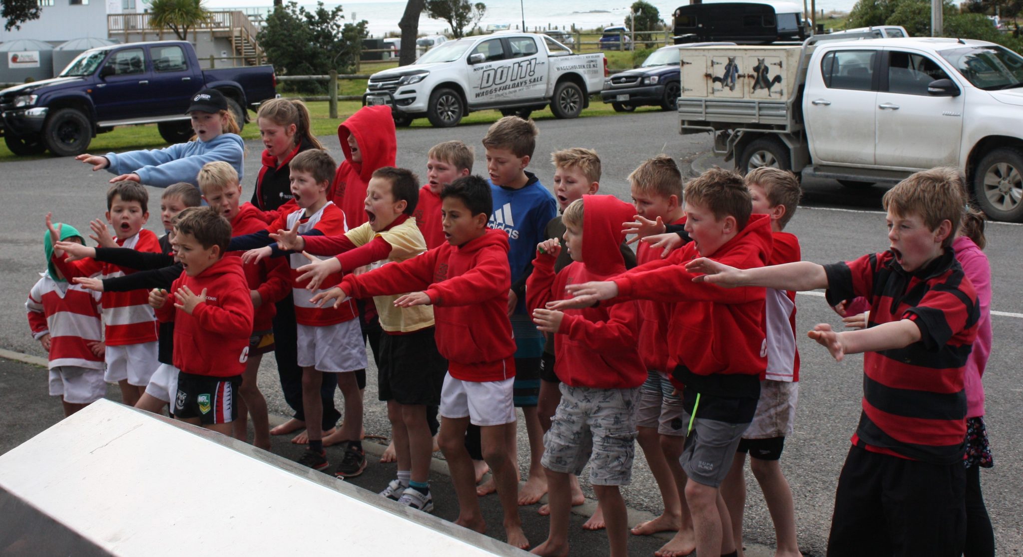 East Coast Junior All Blacks showed their respect for the Wairarapa-Bush team with a haka. PHOTO/KJ LIDDLE