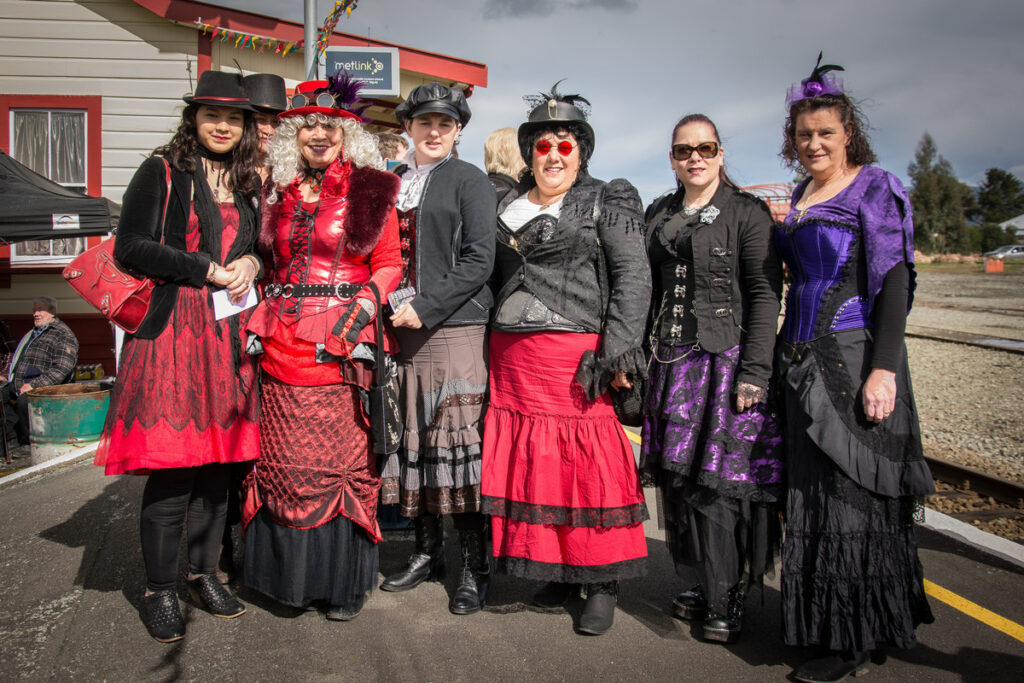 Steampunk enthusiasts at the Carterton Train Station. PHOTO/JADE CVETKOV
