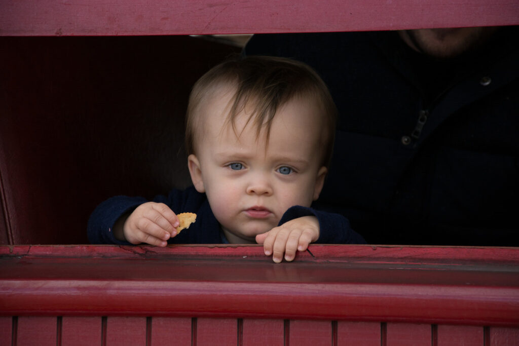 Baby George waving goodbye on the steam train. PHOTO/JADE CVETKOV