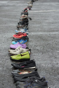 606 pairs of shoes lined the car park. PHOTO/JADE CVETKOV