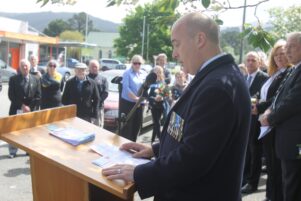 Featherston RSA President Mark Bateman led the memorial service. PHOTO/EMILY NORMAN
