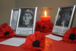 A candle was lit for the three Wairarapa men who died in the Battle of Passchendaele. PHOTO/EMILY NORMAN