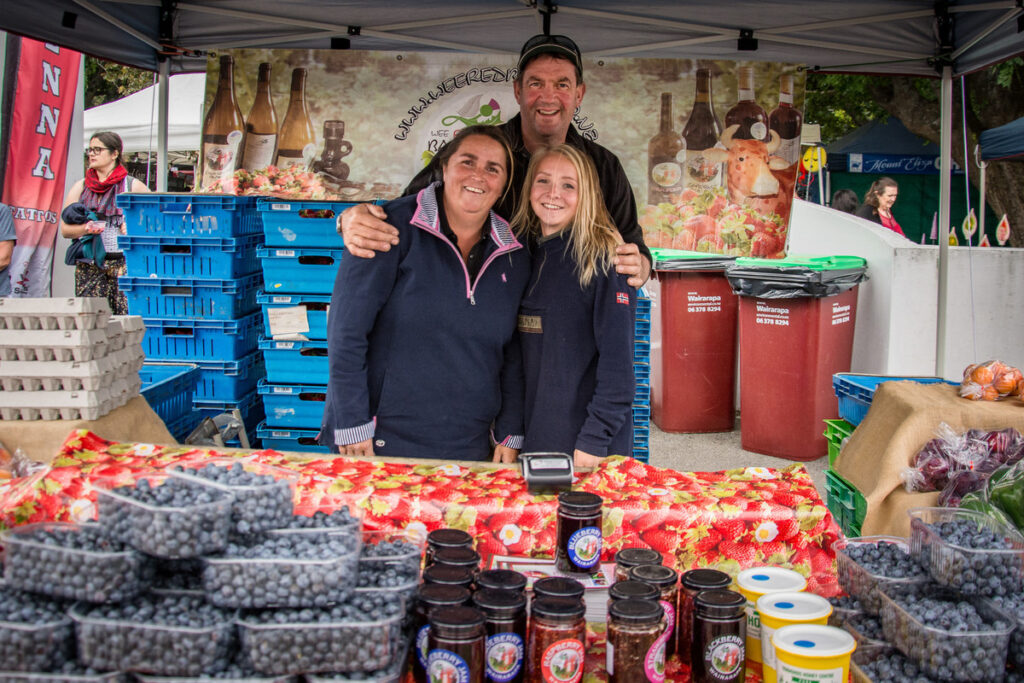 Allan, Dot and Emily, from the Wee Red Barn, selling their fresh berries. PHOTO/JADE CVETKOV