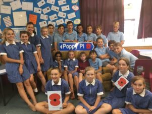 St Teresa's School pupils are writing the history behind Featherston's new Poppy Places, which are being unveiled on April 20. PHOTO/SUPPLIED