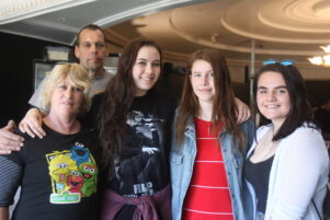 Family and friends of Ryan Crook, who took his own life in July. Donna Harper, left, and her partner Chris Young, Anna Patete, 19, Danielle Morgan, 18, and Caitlin Sullivan, 16. PHOTO/EMILY IRELAND